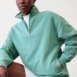 Athleta FOREVER FLEECE
1/4 ZIP SWEATSHIRT new teal large